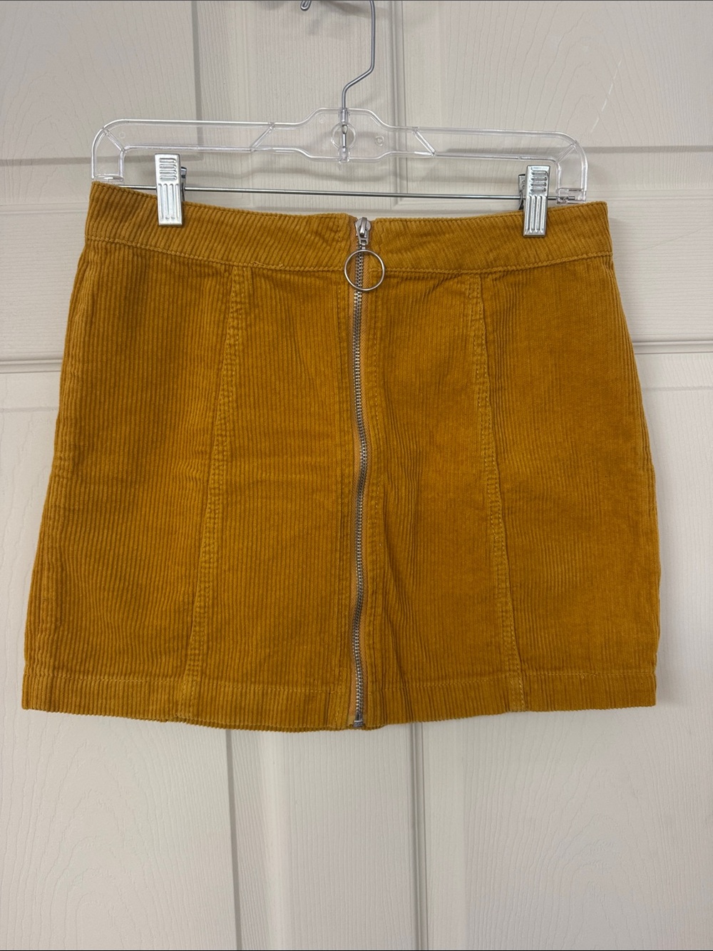 Forever 21 Mustard Yellow Corduroy Front-Zip Mini Skirt